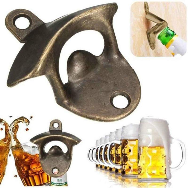Bronze Wall Mounted Open Wine Beer Soda Glass Cap Bottle Opener Kitchen Bottle Opener Vintage Retro Alloy Hanging Beer Tools