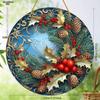 Charming Snowman Suncatcher Round Acrylic Stained Glass-Style Window Hanging Panel Window Decoration Wreath Sign Garden Pendants