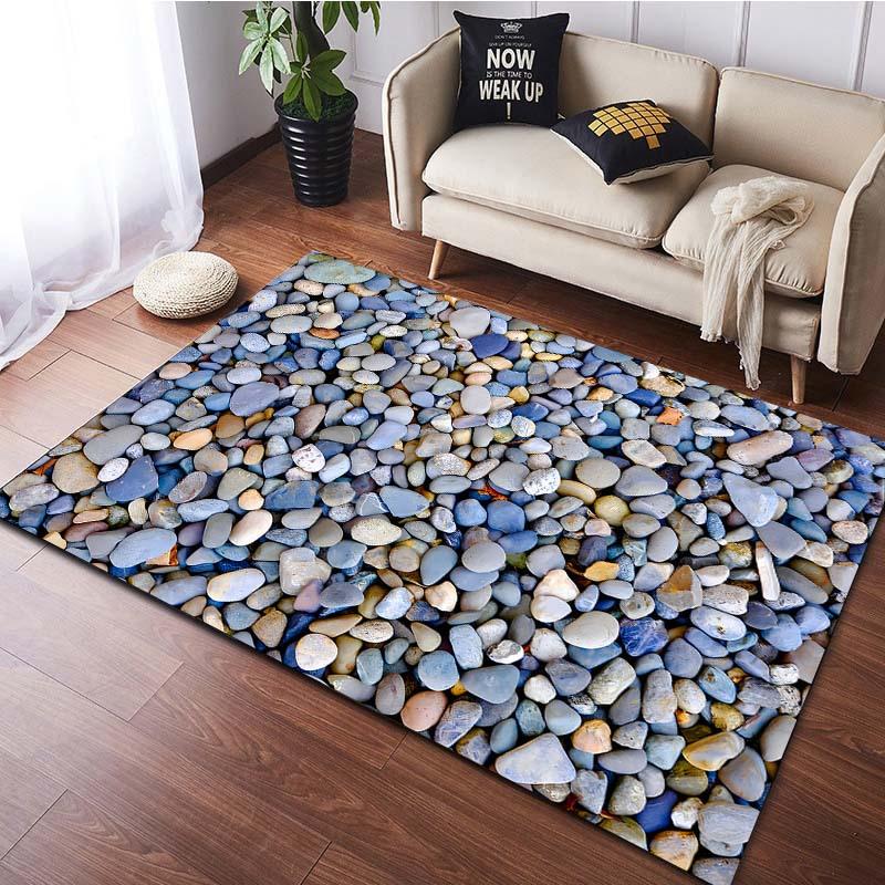 Pebble Pathway Rug: Natural Stone Look for Zen Interiors | Outdoor-Inspired Flooring Anti slip carpet can be machine washed