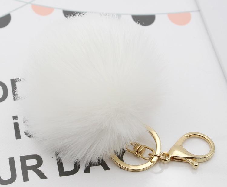 Adorable Cute Soft Rabbit Fur Ball Plush Key Chain For Bags And Car Accessories