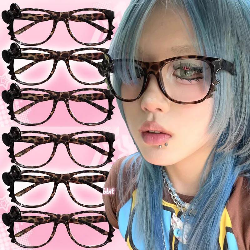 Fable Women's Y2k Cat Eyeglass Frame Anime Leopard Print Kawaii Retro Glasses Cute Eyewear Decorative Gift