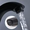 Modern single hole bathroom sink faucet with side spray matte black valve, ergonomic curved nozzle, easy to install
