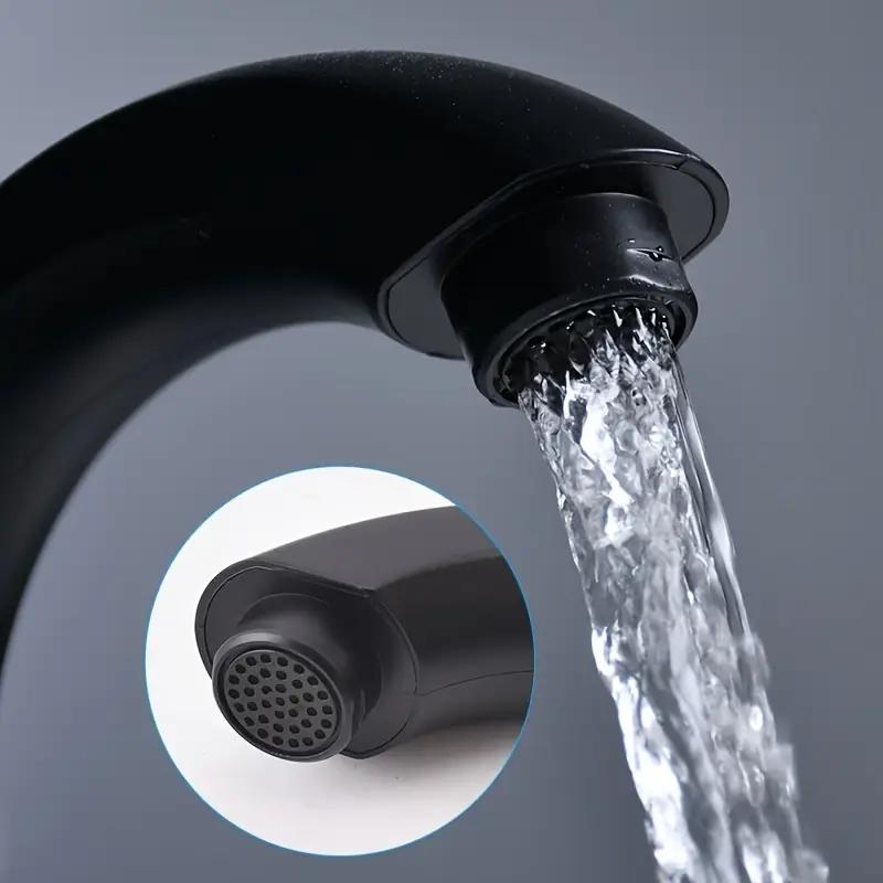 Modern single hole bathroom sink faucet with side spray matte black valve, ergonomic curved nozzle, easy to install