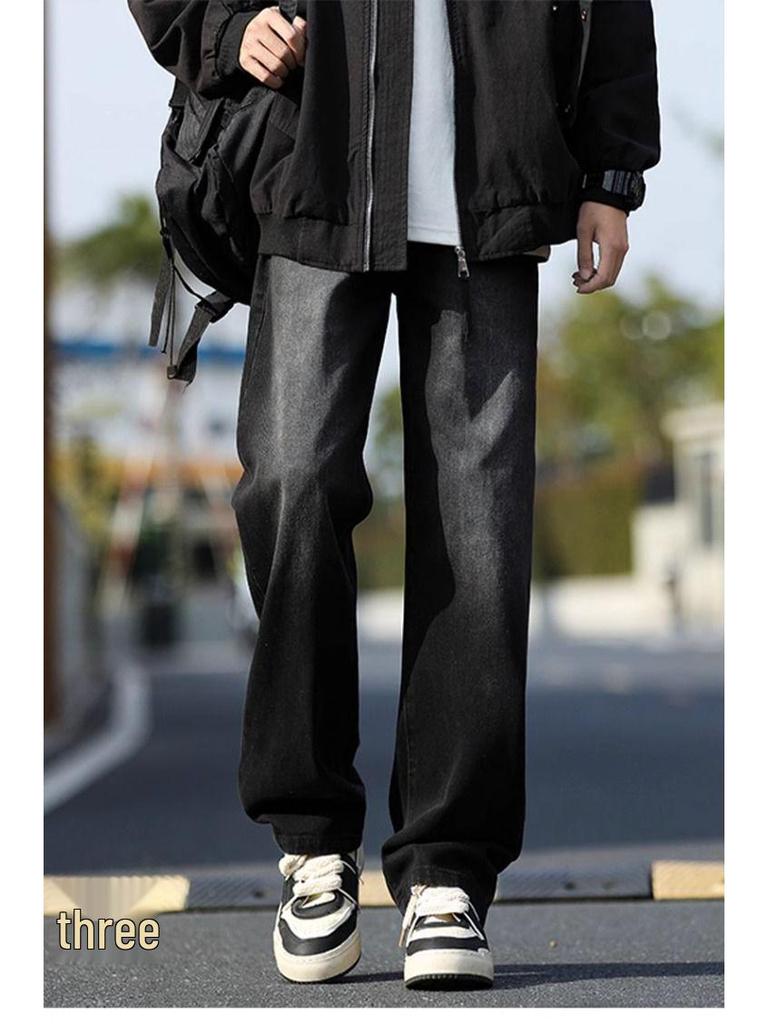 Retro Amerikanische Herren Locker Geschnittene Straight-Leg High Street Jeans