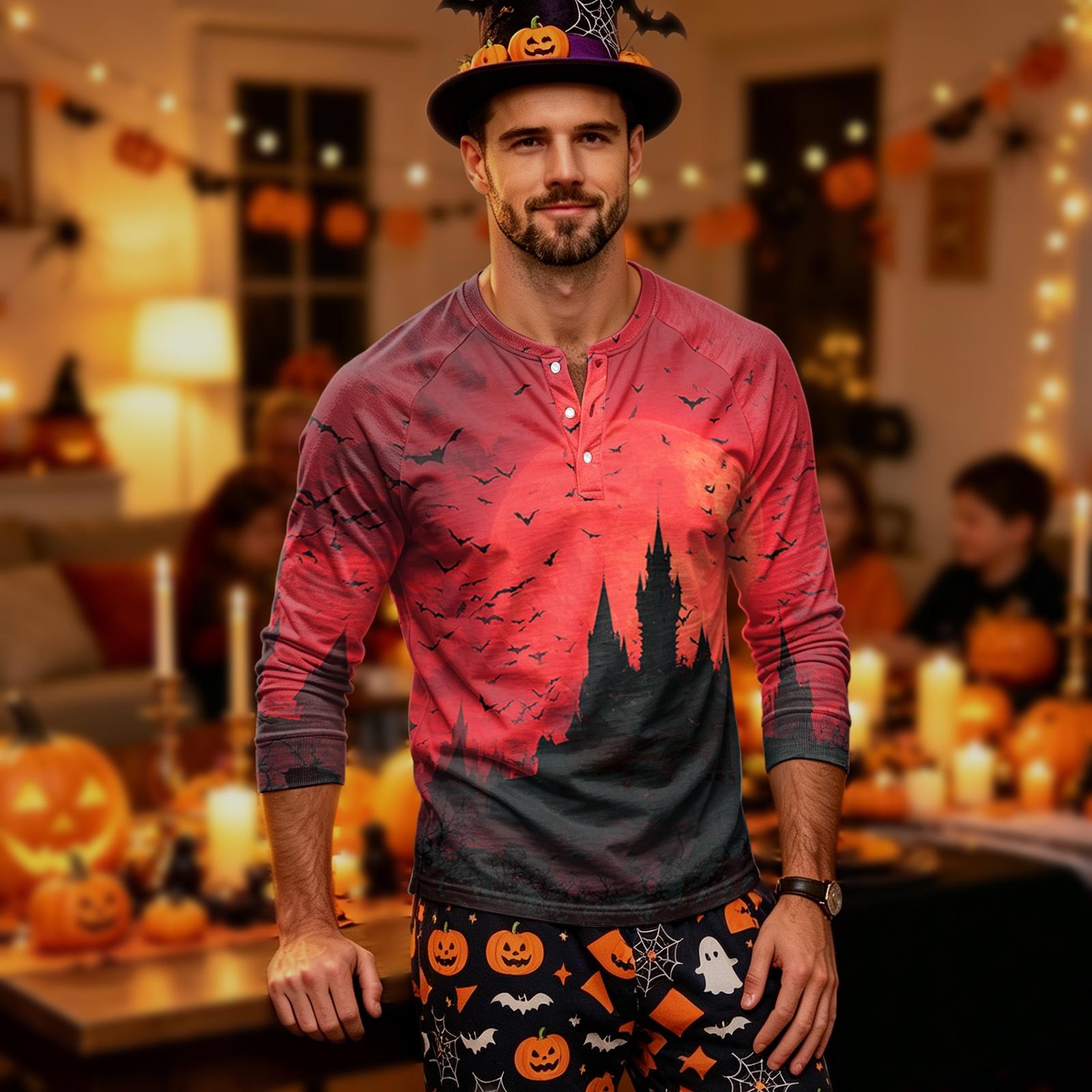 Men s Halloween Print Long Sleeve Shirt L красный