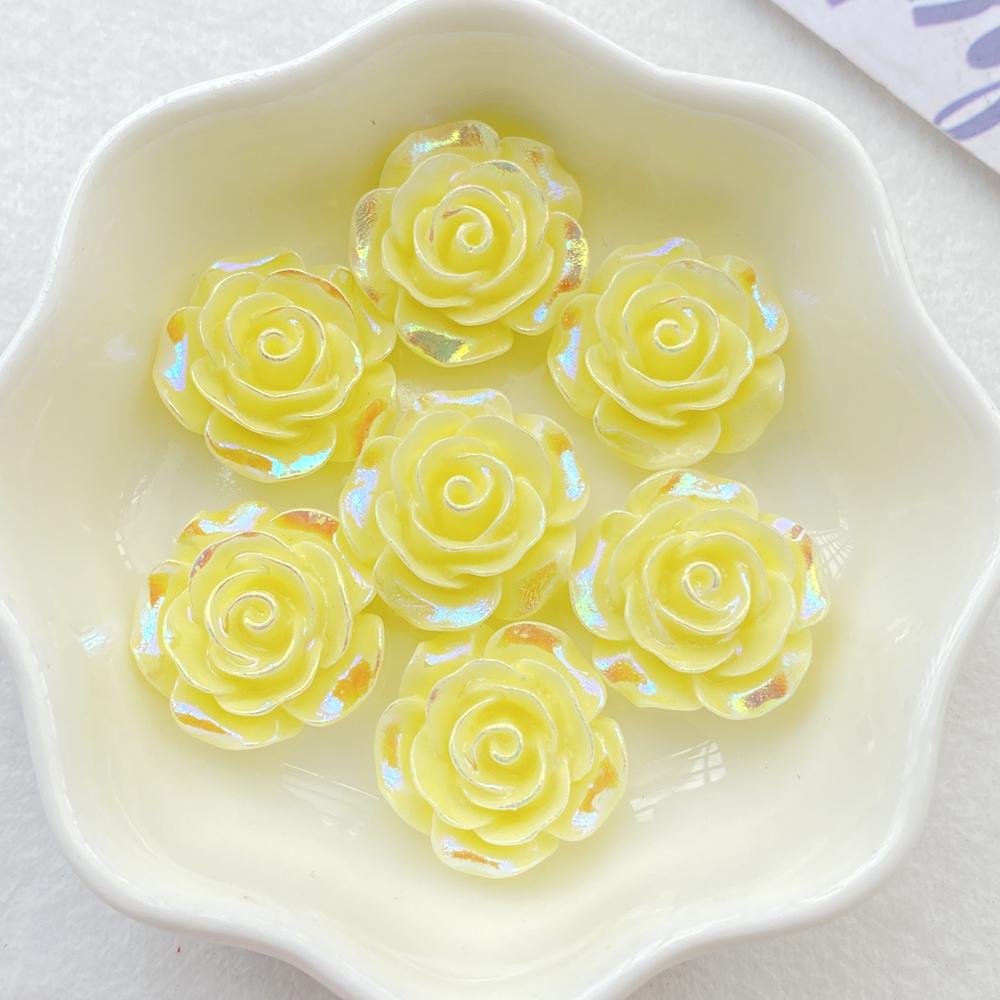 10Pcs Cute Cartoon Colorful Roses Flat back Resin Scrapbooking Crafts Fit Phone Case Decoration DIY Hair Bows Accessories