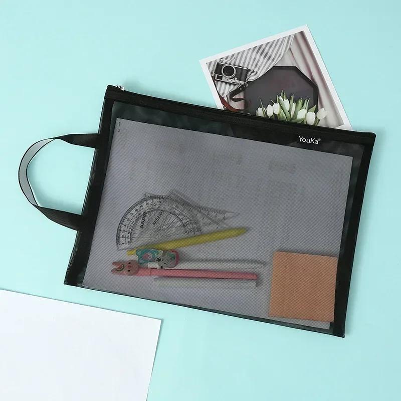 1pc Document Bag Folder for Documents Capacity A4 Zipper File Pocket Storage Organizer Office School Supply Waterproof