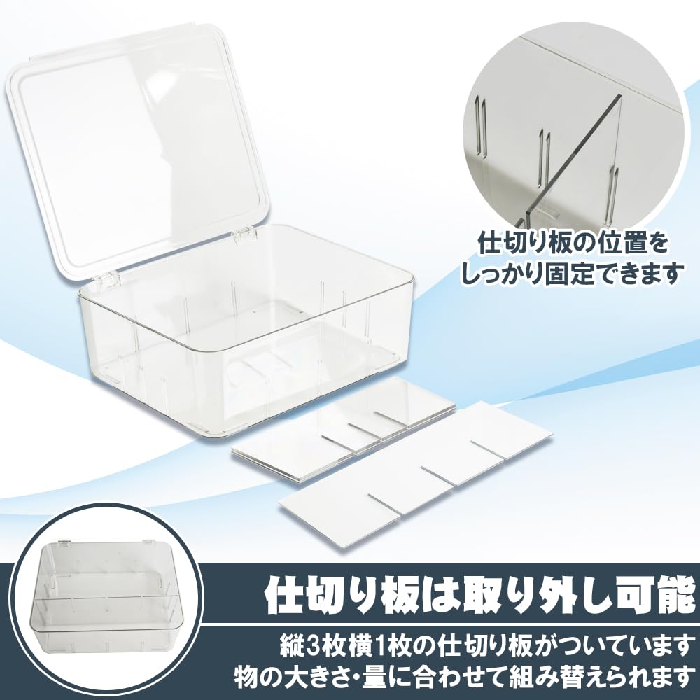 Manekinext Trading Card Storage Case Clear PET Large Capacity Organizer with Lid and Dividers 8 Compartments 30 X 26 10.5 Cm