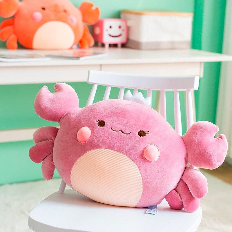 1pc 58cm Down Cotton Stuffed Crab With Crown Plush Toys Underwater Animal Cute Plushie Chair Sofa Cushion Decor Toy Throw Pillow
