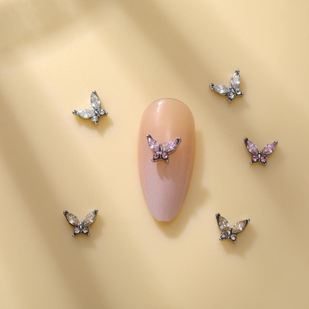 Zircon Butterfly Nail Art Jewelry: Pink Crystal Marquise Rhinestone Accessories