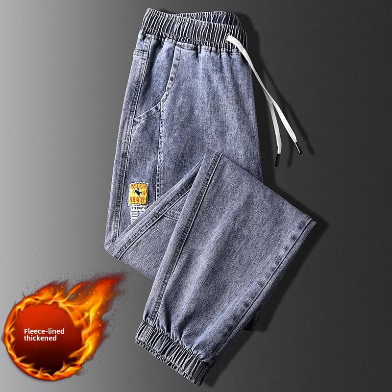 

Мужские утолщенные джинсы Plus Velvet: Прочные, износостойкие брюки свободного кроя для осени и зимы 5XL