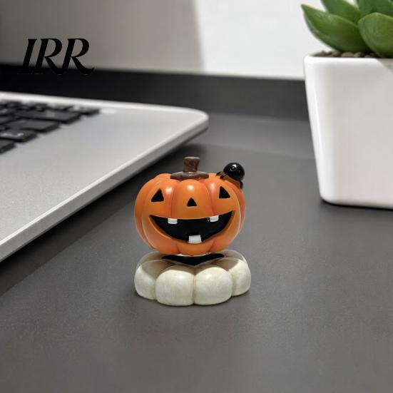 Spooky Tabletop Accents Halloween Figurine, Small Resin Rotating Ghost Skull Pumpkin Gravestone Collectible Figures Statue, Ornament for Home