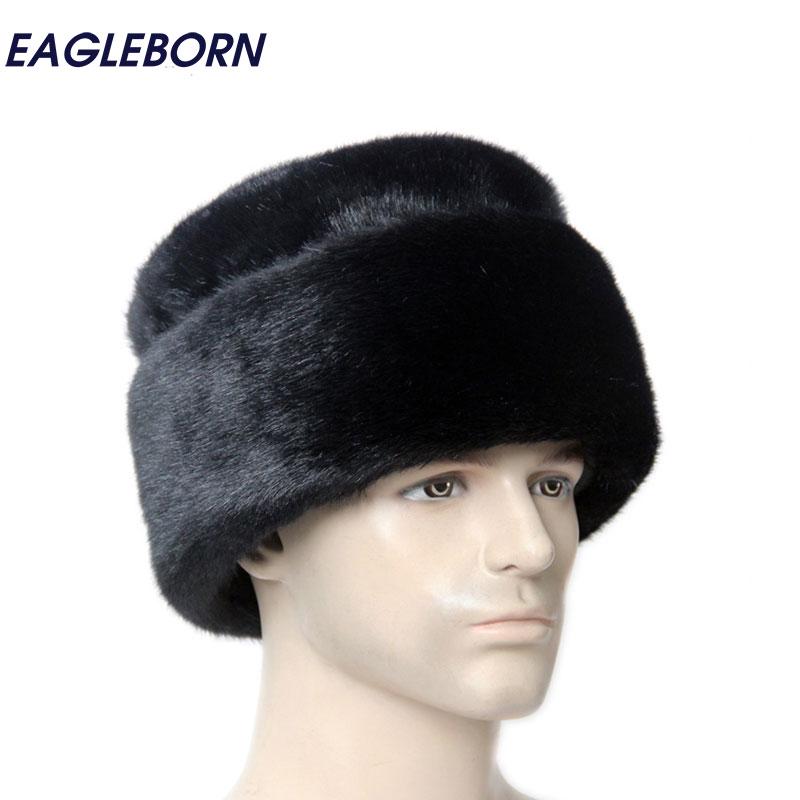 Men Bomber Hats Mink Fur Outdoors Warm Thicken Cap Retro Stylish Aviator Hat