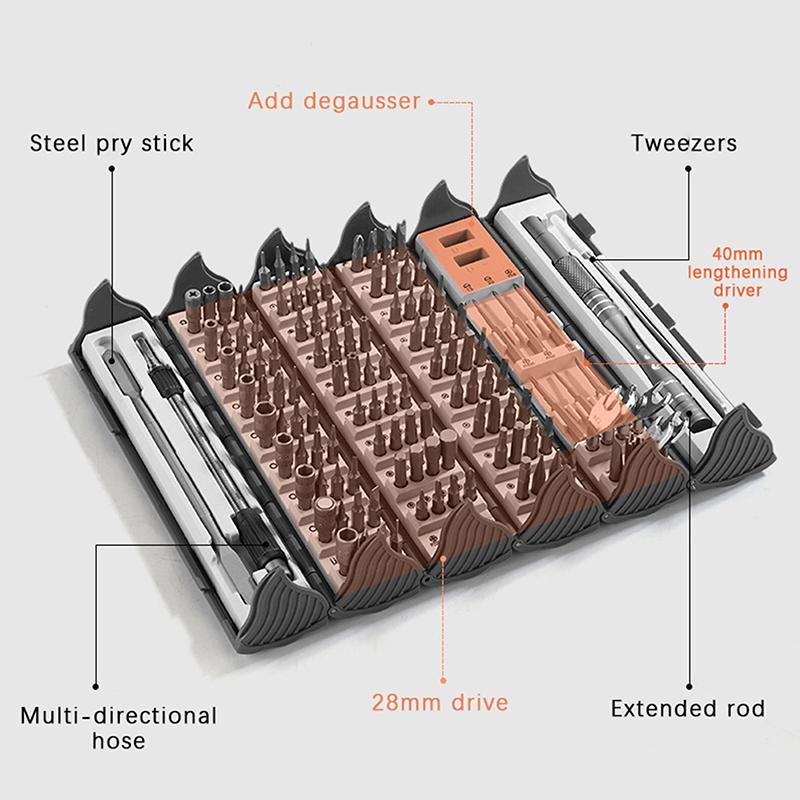 128 In 1 Precision Screwdriver Set Magnetic Screw Nuts Bits Multi Functional Household Repair Tools Kit For Laptop