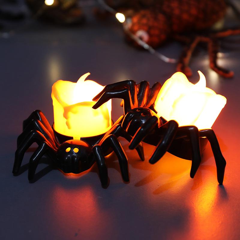 Dekoracja Atmosfery Halloween Elektroniczna Świecąca Lampa Świeca Pająk