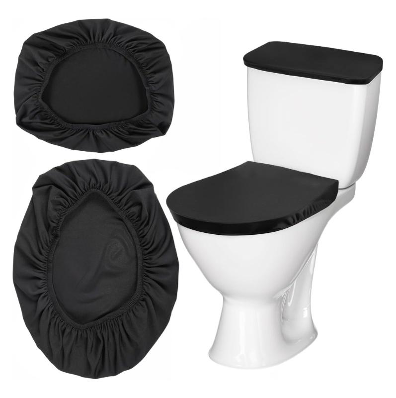 2pcs Toilet Cover Set With Soft Edges For Most Toilets Machine Washable Polyester Cloth