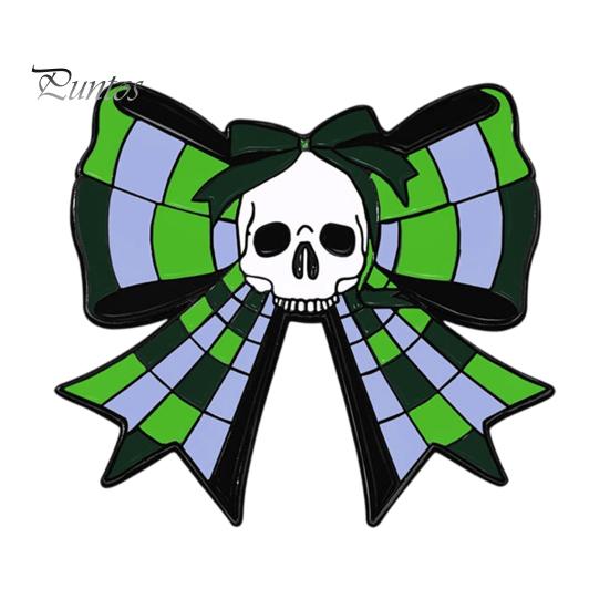 Halloween Costume Pin Brooch Pin, Enamel Skull Bow Design Brooch, Style Snap-On Cool Accessory Badge for Backpacks Collars Hats Holiday Decoration