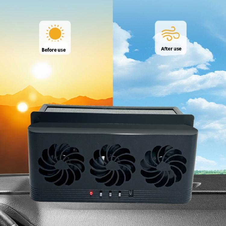 USB Charging Battery Solar Powered Cooling System Auto Air Vent Fan Ventilation Radiator Front Rear Window Exhaust Fan