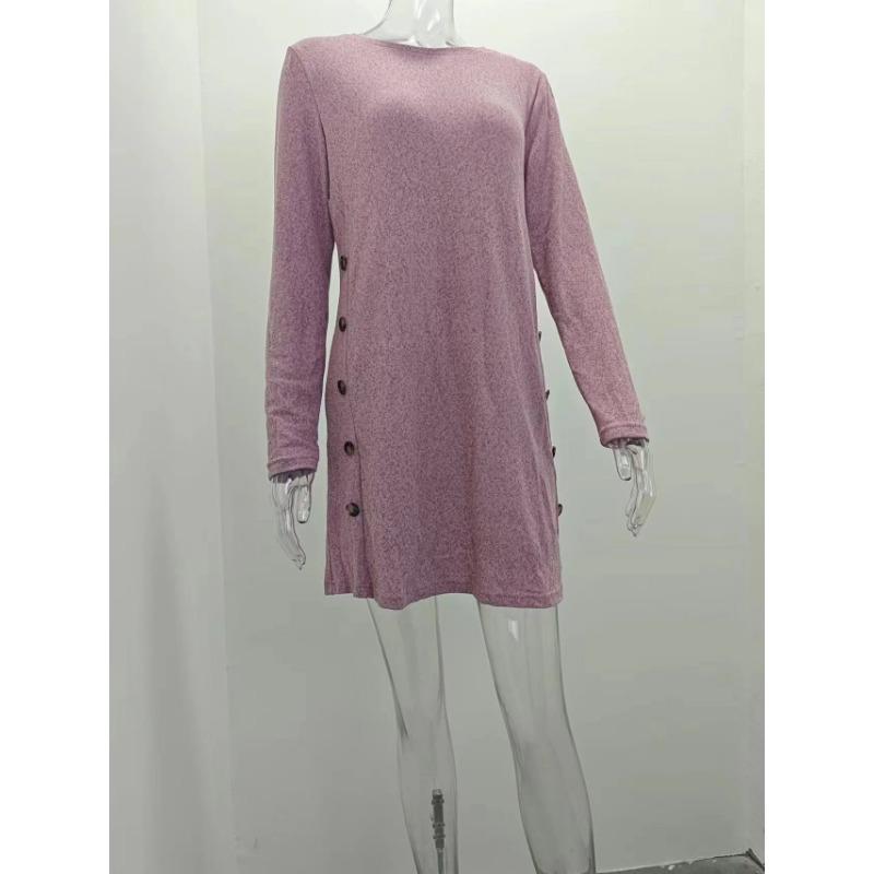 Rochie tricotată cu mâneci lungi, cu mâneci lungi și lungi, de toamnă, de dimensiuni mari