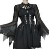 QOOLY Cosplay Idol Gothic Schwarz Mini Sexy Gothic Lolita Niedlich Lolita Lolita Prinzessin Punk Party Live-Performance Größe S Einteiler Kostüm, Kleid,