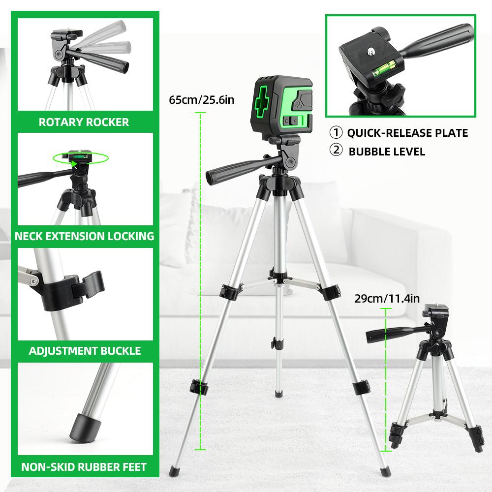 High-Precision Green Light Mini Laser Leveler with Automatic Cross 2-Line Projection