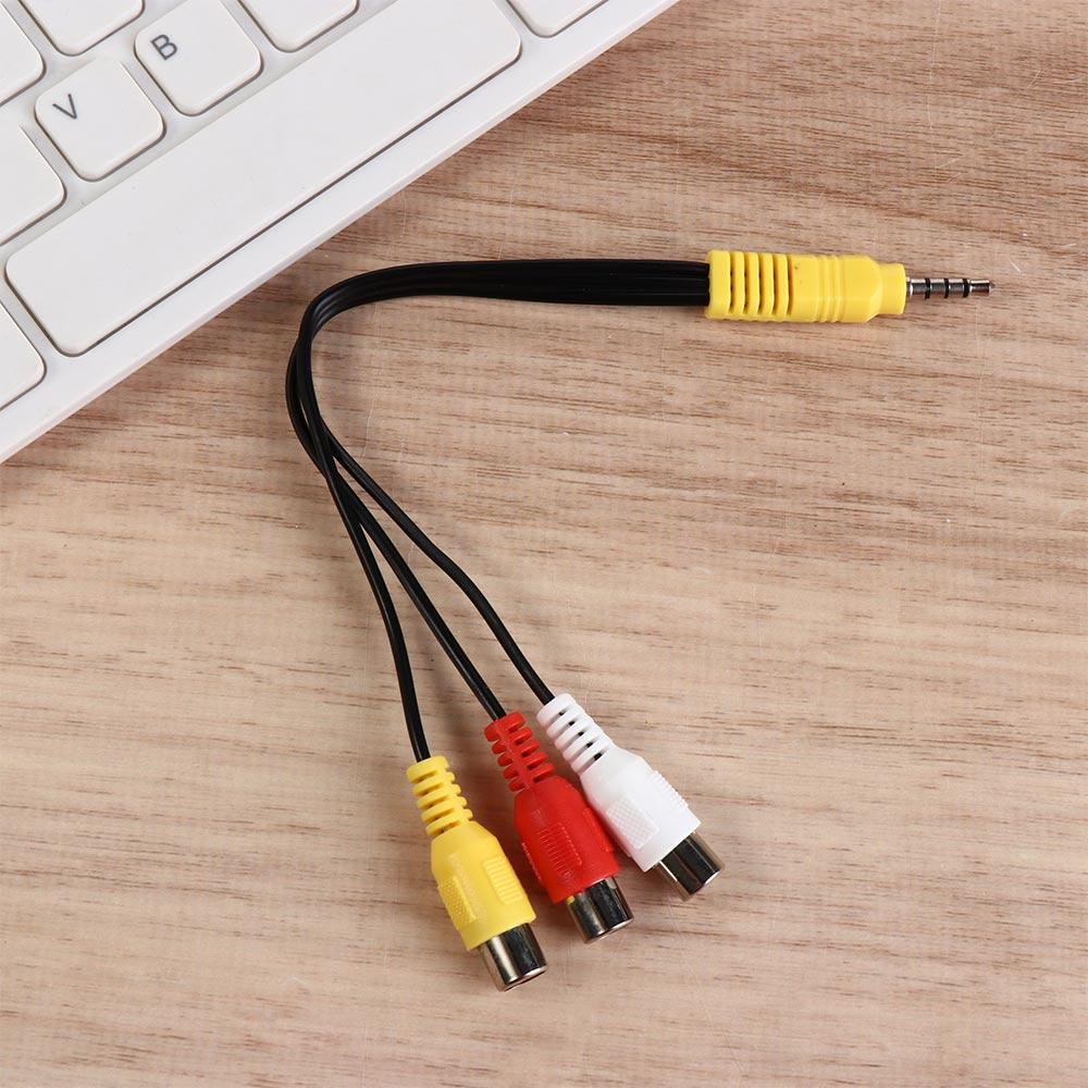 Stereo 3.5mm Cable 3 RCA Female 3.5mm to Cable Portable 3.5mm Aux Male  Video and Audio