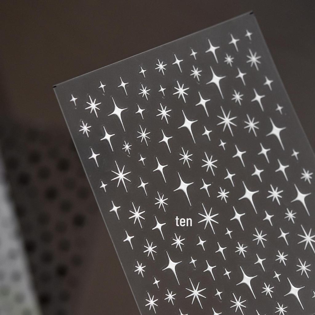 Tomoni Iridescent Star Embossed Nail Stickers - Colorful & Fashionable Decor