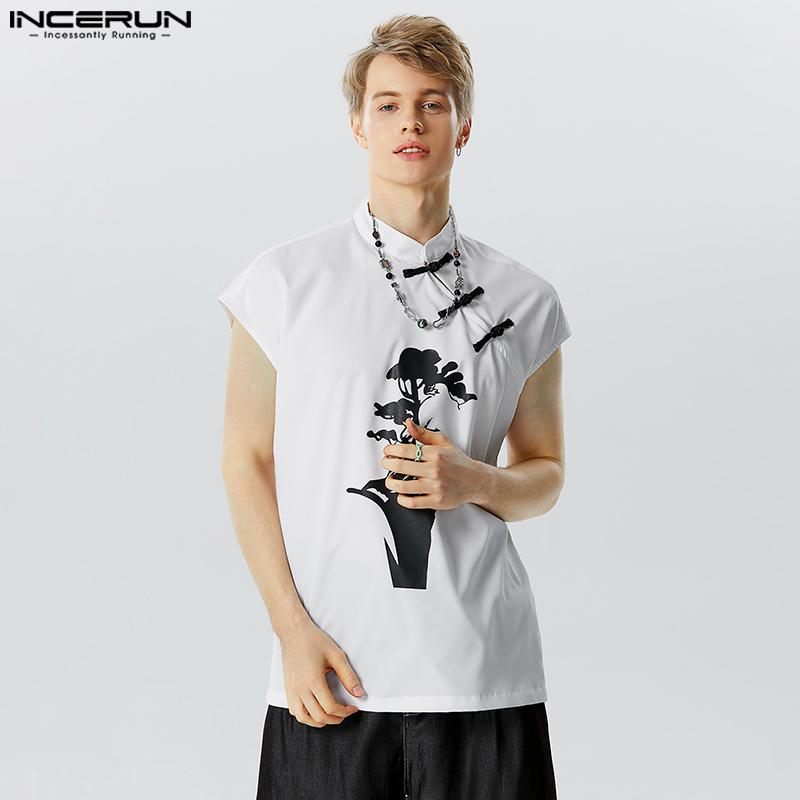 

INCERUN Мужская рубашка без рукавов с пряжкой и пуговицами в китайском стиле