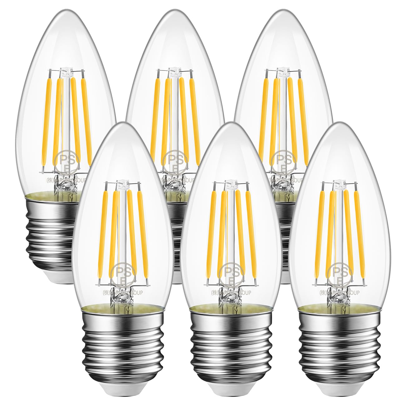 

LVWIT Chandelier Bulbs, E26 Base, 60W Equivalent, 806LM LED Filament Bulbs, 2700K Warm White, Candle Shape, Clear Bulbs, Energy Saving, 6W, C35, PSE
