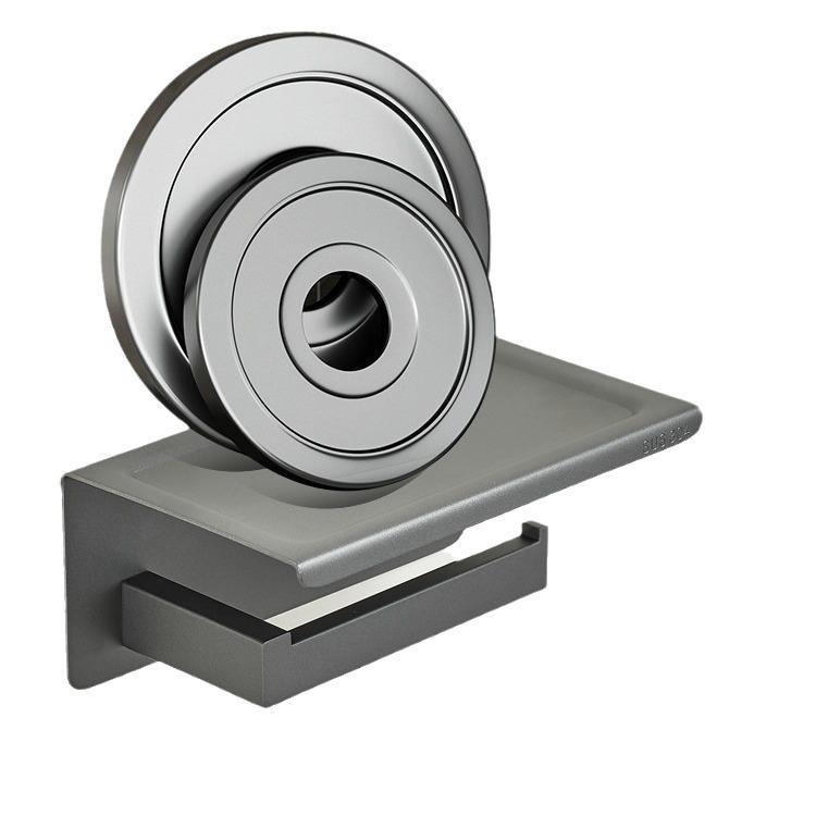 Gunmetal Grey Stainless Steel Wall-Mounted Toilet Paper Holder with Storage Rack