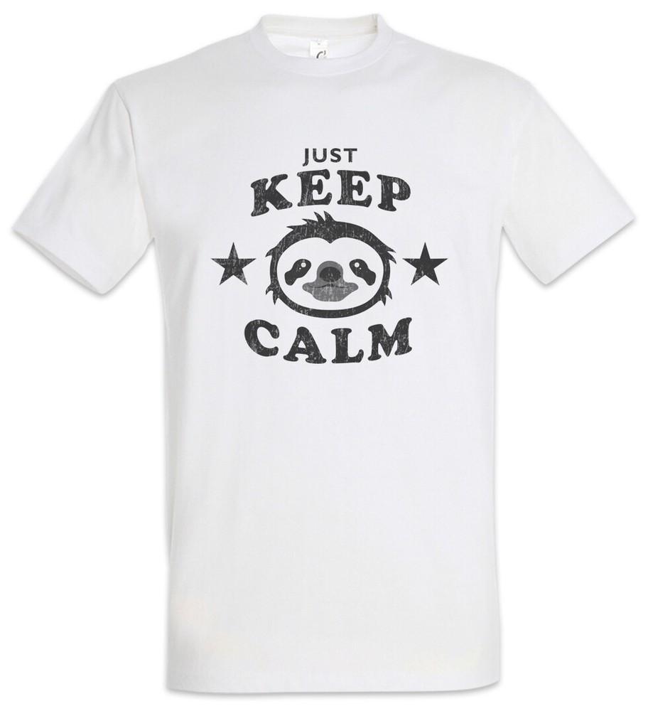 Just Keep Calm T-Shirt Sloth Chill Chilling Fun Sleep Lazybones Stay In Bed