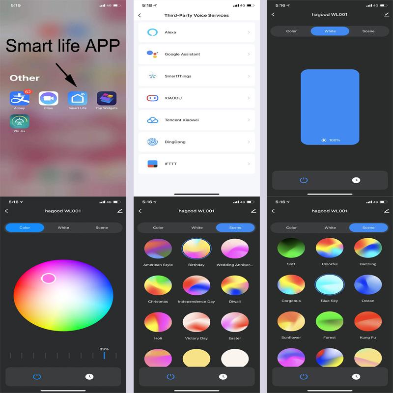 

9 Вт RGB Светодиодный настенный светильник вверх-вниз Wi-Fi Bluetooth Умное управление приложением Диммируемое внутреннее освещение для гостиной, спальни, создания атмосферы, украшения