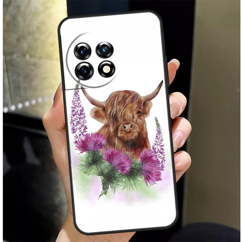 Highland Cow Scottish Art Cover For OnePlus 13 13R 12 12R 11 10 Pro 8T 10T OnePlus Nord 4 CE 3 2 Lite N30 N20 N10 Case