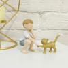 2Pcs/set Resin Crafts Boy Cat Figurines Hand-Painted Hand Carving Sculpture  Home Decor