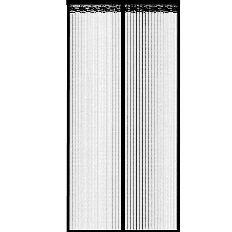 Magnetic Summer Mesh Door Curtain - Stripe Design, No-Drill, Anti-Mosquito with Fasteners