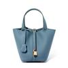 Genuine Leather Women's Bag, Bucket Bag, Versatile Classic Vegetable Basket, Top Layer Cowhide Women's Bag, New Portable Bag