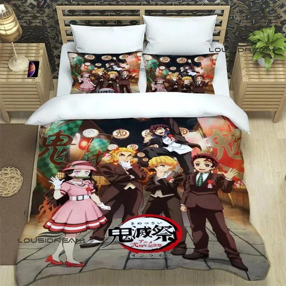 3D Print 3D Print Demon Slayer Anime Bedding Set Double Twin King Duvet Cover Comforter Pillowcase Boys Girls Adults Bedroom