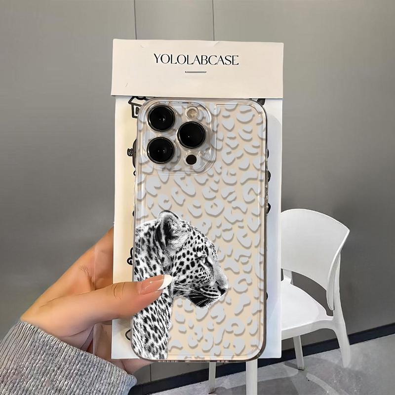 

Gentle Leopard Soft Clear Phone Case For iPhone 17 16 Pro Max 15 14 13 Mini 12 11 X XR XS 17 Air 16E 15 Plus Shockproof Cover iPhone 12 mini