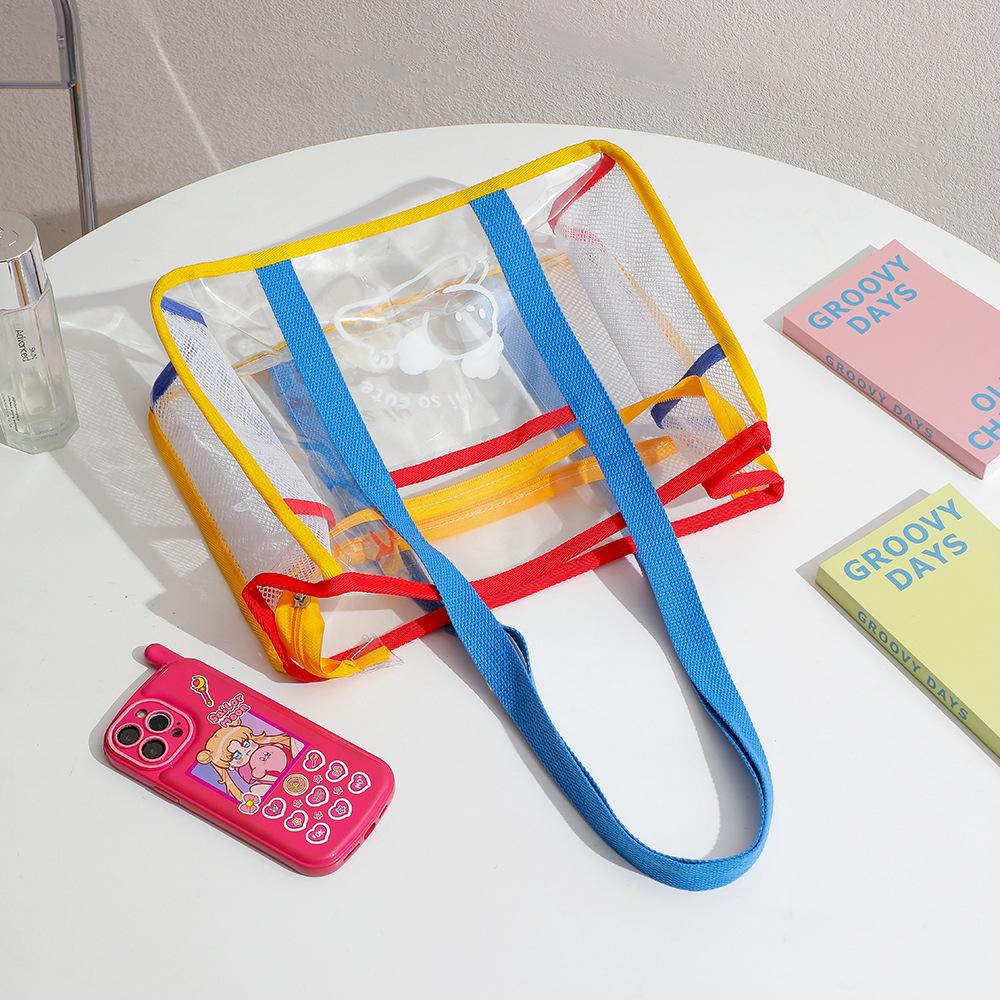 Summer Fashion Tote Bag Large Clear PVC Cartoon Handbag Jelly Transparent Beach Purse for Women Cute Shower Shoulder Bag for Bath