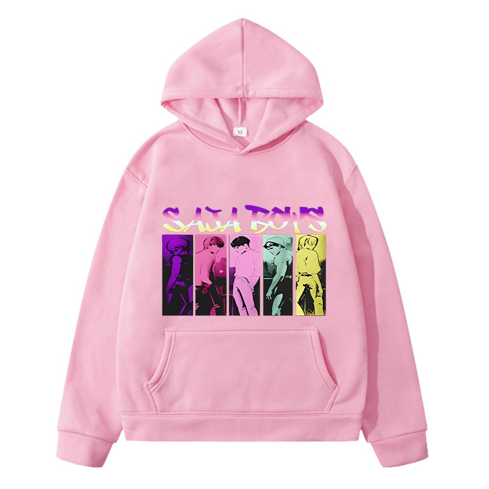 

Saja Boys print anime hoodie Autumn sweatshirt y2k Cartoon pullover kids kpop demon hunters hoodies Fleece Jacket girls clothes 130 розовый