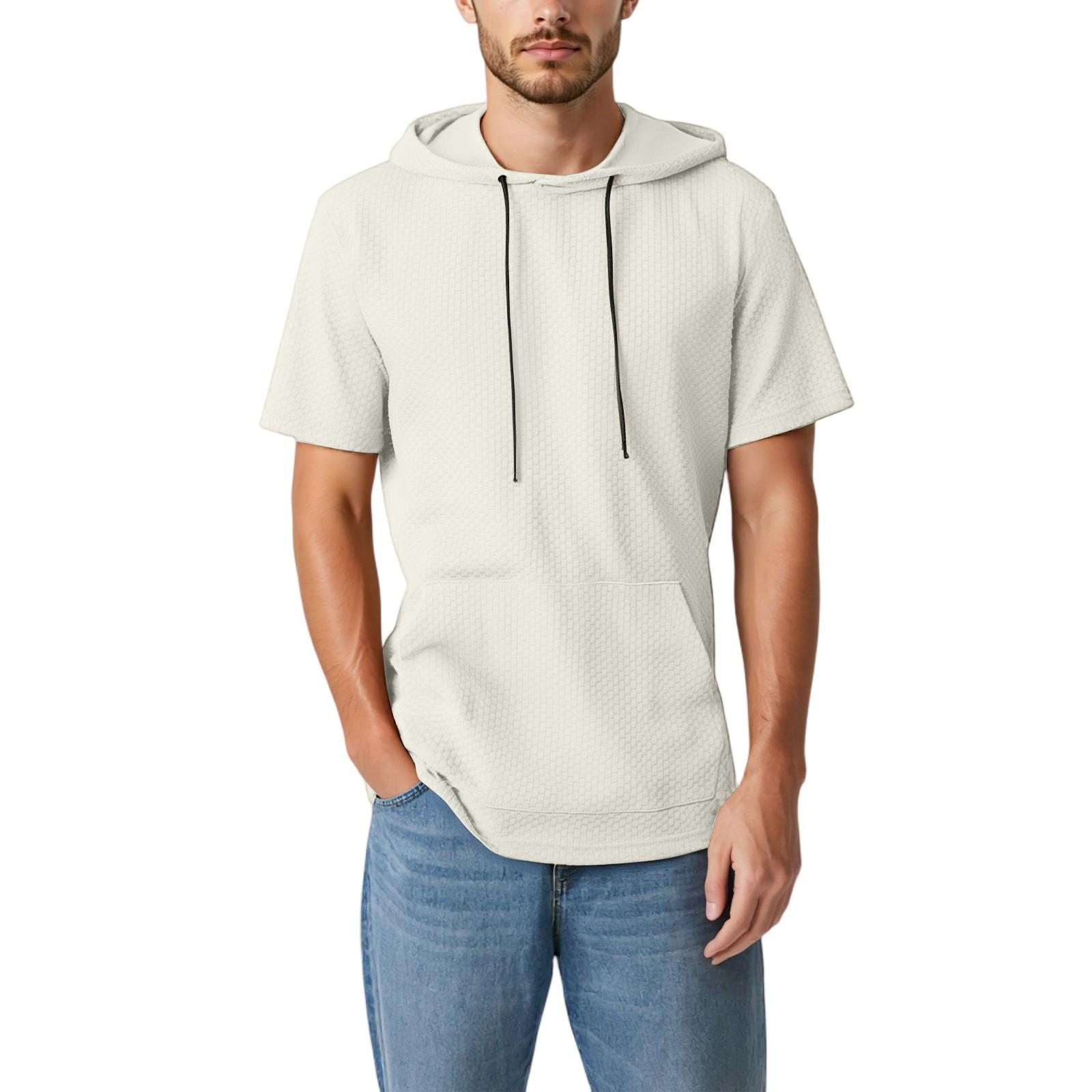 

Мужская повседневная, свободная, классическая рубашка-пуловер с воротником, капюшоном, карманами, спортивная рубашка с короткими рукавами M бежевый