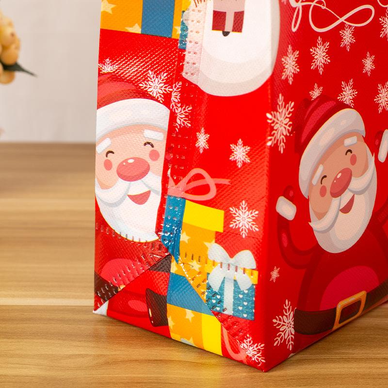 Tote Bags Santa Elk Snowflake Tote Bags  Thickened Non-woven Printed Waterproof Bags Christmas Gift Bags Christmas Decoration