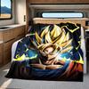 1PC Son Goku  Print Flannel Blanket, High quality All Seasons, Home Decor, Warmth and Comfort, Perfect for Christmas Gifts