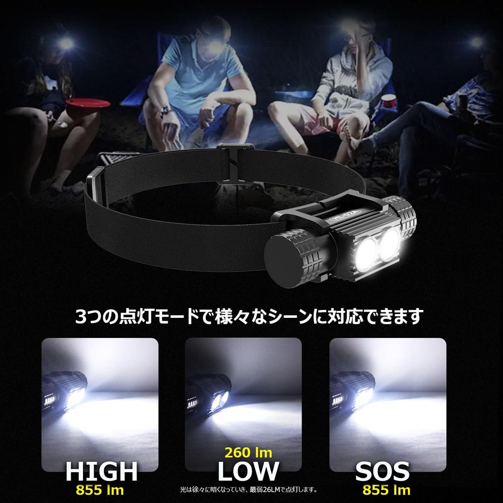 GOODGOODS Detachable LED USB 855 Three Lighting High Lightweight Battery Level Adjustable Perfect for Night Disaster and Power Outages HL-02A