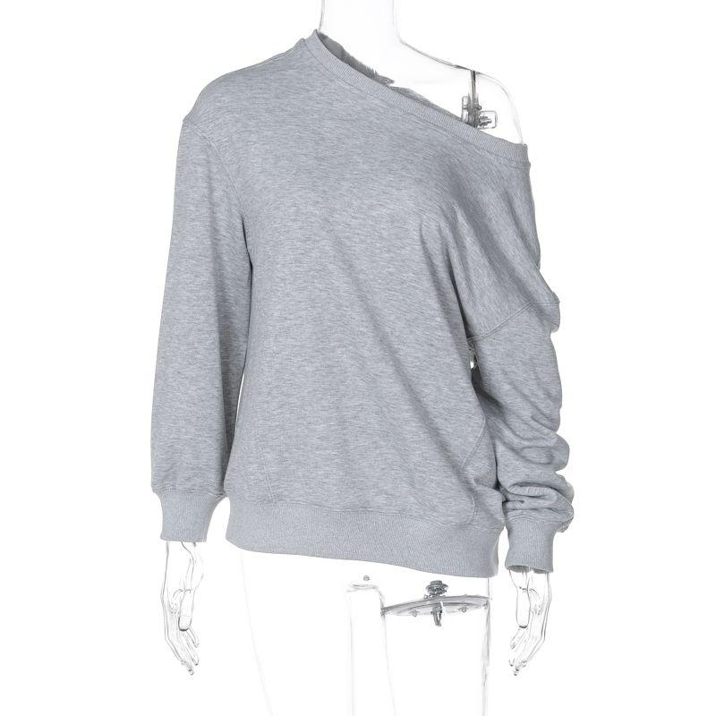 

Yi Mengling Same Style Sweet Temperament Crew Neck Long Sleeves Sweatshirt Female Gray Slim Looking Easiest for Match Loose Fashion Brand T-shirt Tops Grey S