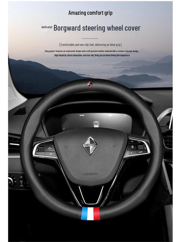 Non-Slip Genuine Leather Steering Wheel Cover for Borgward BX7 BX5 BX3