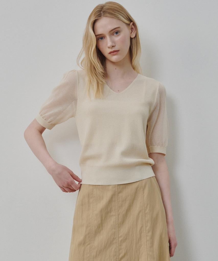 Ollibeudeollibeu Contrast Sleeve V-Neck Pullover Ok6Mp6110