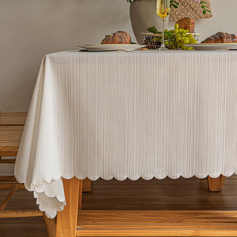 1pc Rural Style Lace Tablecloth, Round Rectangular Tablecloth, Restaurant Waterproof Tablecloth, Coffee Table, Kitchen Decoratio