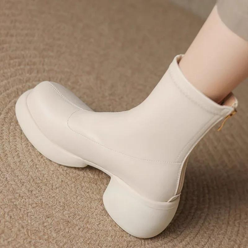 

Модные женские туфли на высоком каблуке, зимние ботильоны на щиколотке, ретро кожаная обувь, тренд зимы 2025, новые массивные ботинки челси, модные готические туфли-лодочки, женские боты 35