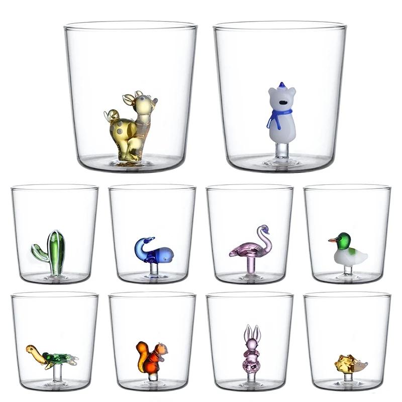 Cute 3D Animal Farm Glass Cups Italy Design Glassware Drink Whiskey Glasses Coffee Mug Kids Borosilicate Milk Water Teacup